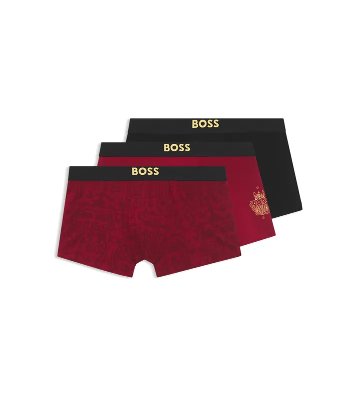 BOSS para hombre. 50558864 Set de tres boxers rojo, negro (S), Homewear, Algodón