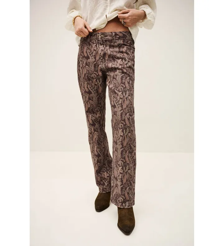 BA&SH para mujer. 1E26TOOT Jeans Tooty marrón (34), Casual, Animal print, Algodón