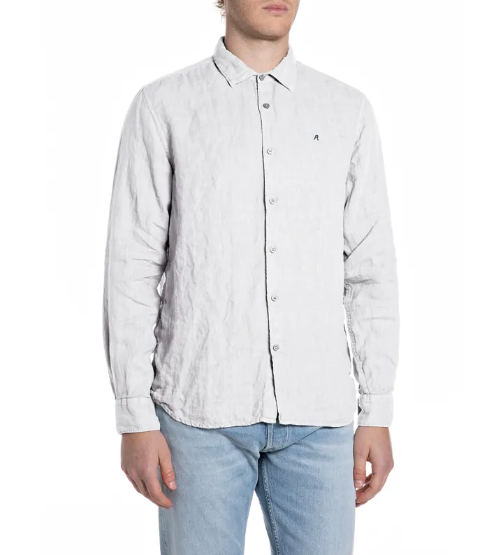 Replay para hombre. M4159.000.81388B Camisa Naturale blanco (M), Casual, Algodón, Manga larga