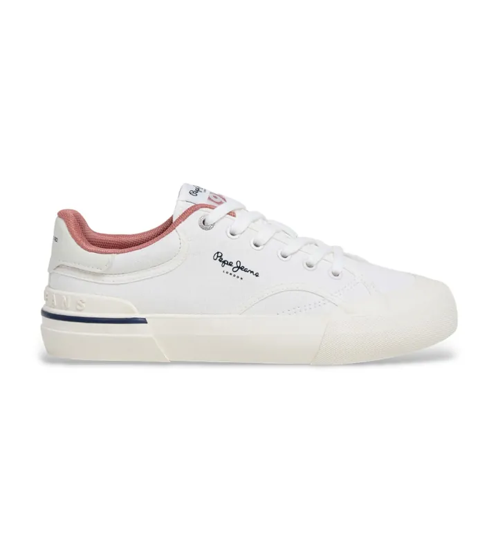 Pepe Jeans para mujer. PLS300017 Zapatillas Taylor Basic blanco (36), Tela, Plano, Cordones, Casual