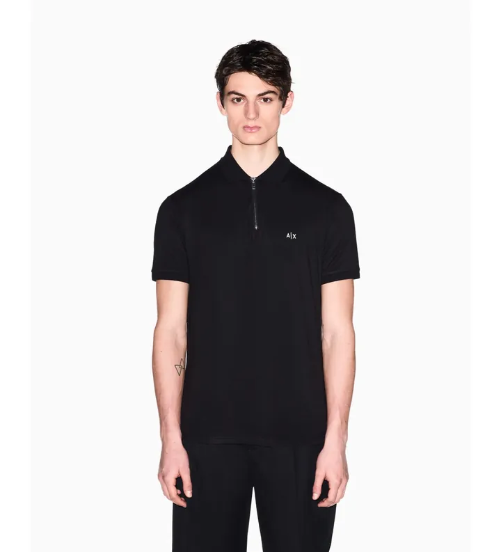 A|X Armani Exchange para hombre. XM002372AF21936UC001 Polo Fabric negro (L), Casual, Viscosa, Manga corta