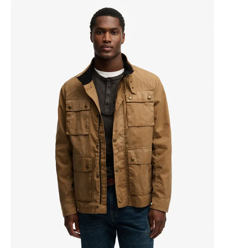 Superdry para hombre. M5012358A Chaqueta Merchant Racer Wax marrón (3XL), Beige, Algodón, Outdoor