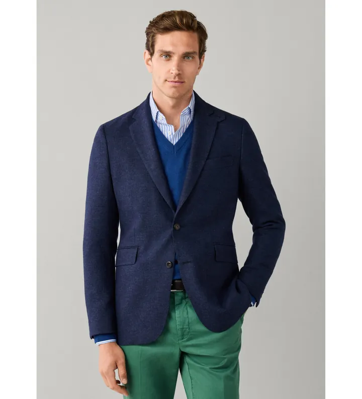 Hackett London para hombre. HM4400218 Americana Wool Hbone marino (36/32), Casual, Lana, Clásico