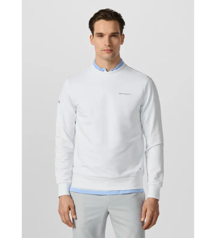 Hackett London para hombre. HM5800120 Sudadera Hs Essential Crew blanco (L), Casual, Algodón