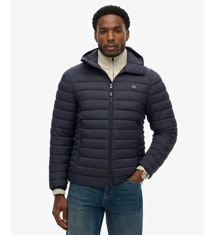 Superdry para hombre. M5012339A Chaqueta acolchada Hooded Fuji Lite marino (3XL), Casual, Poliamida