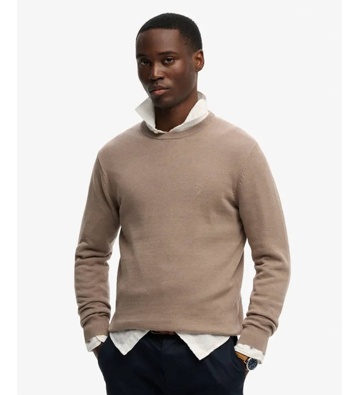 Superdry para hombre. M6110691A Jersey Essentials Cotton marrón (L), Casual, Algodón