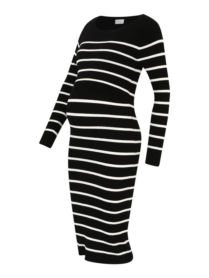 MAMALICIOUS Vestido de punto 'New Siv June'  negro / offwhite