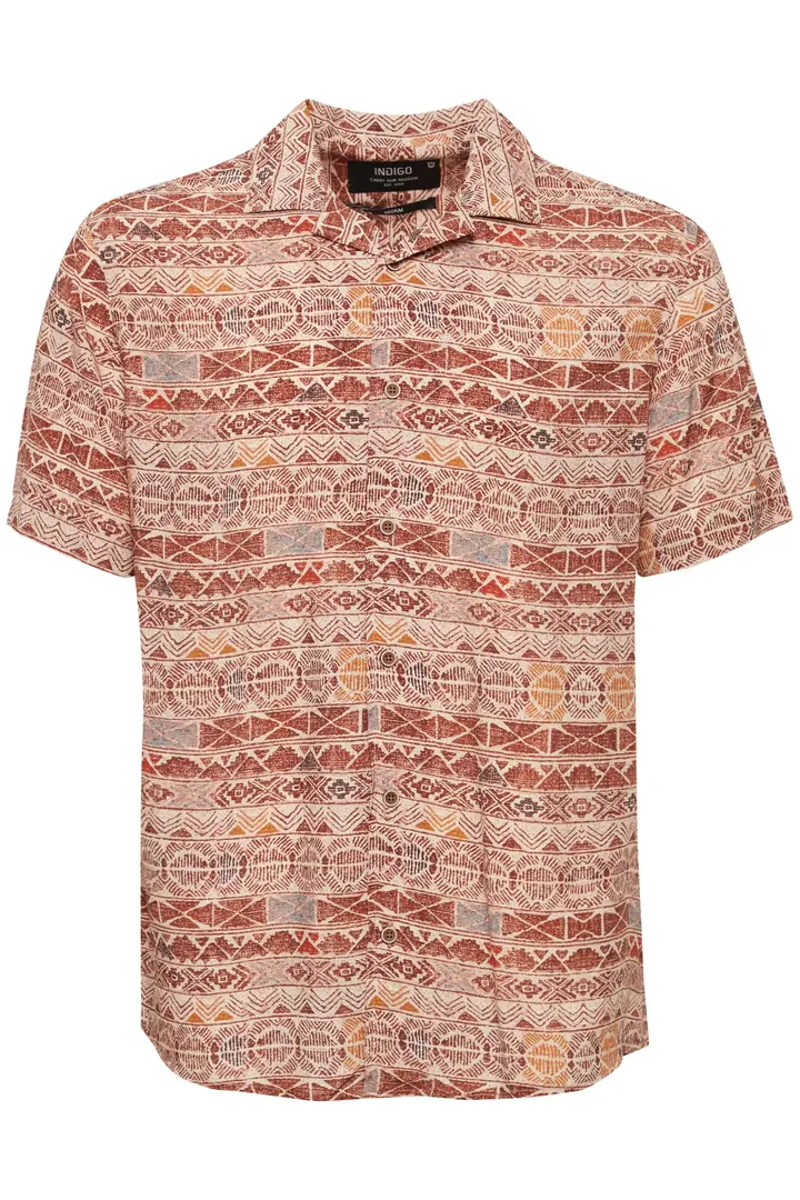 INDICODE JEANS Camisa 'Mariol'  beige / marrón rojizo / pueblo