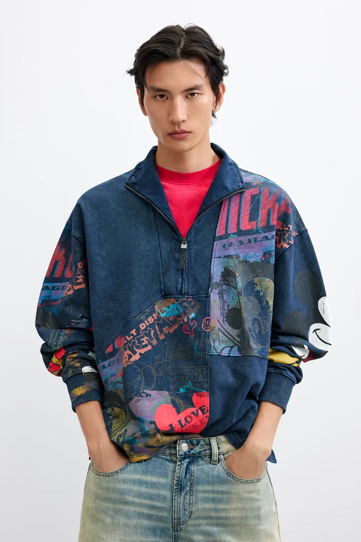 Desigual, Sudadera collage Mickey™, Hombre, Algodon, Azul, L