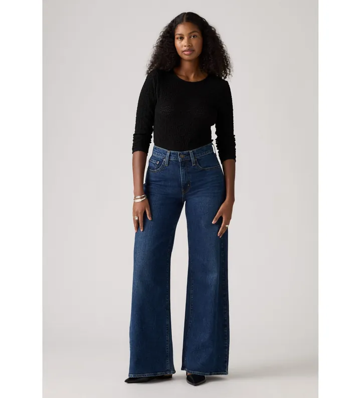 Levi's para mujer. 0039B-0004 Jeans 728 Wide Leg azul (25/30), Casual, Algodón, Denim