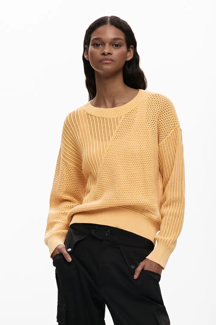 Desigual, Jersey punto básico, Mujer, Algodon, Amarillo, L
