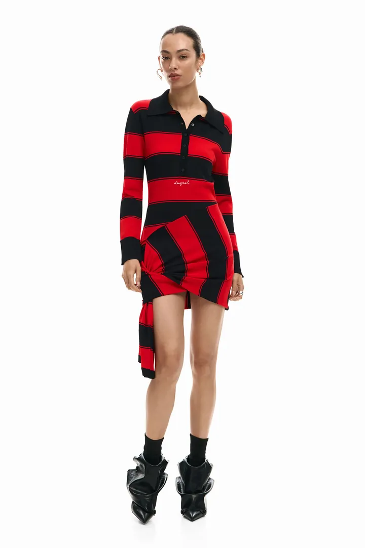 Desigual, Vestido polo punto, Mujer, Rojo, L
