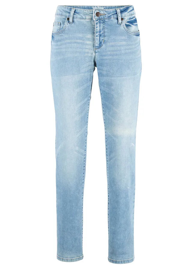 Vaqueros straight, mid waist, elásticos