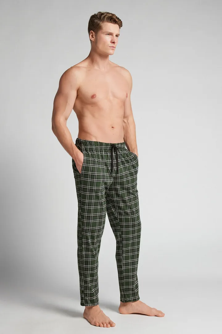 Intimissimi Pantalones Largos de Algodón Estampado Cuadros Verdes Hombre Verde Tamaño L