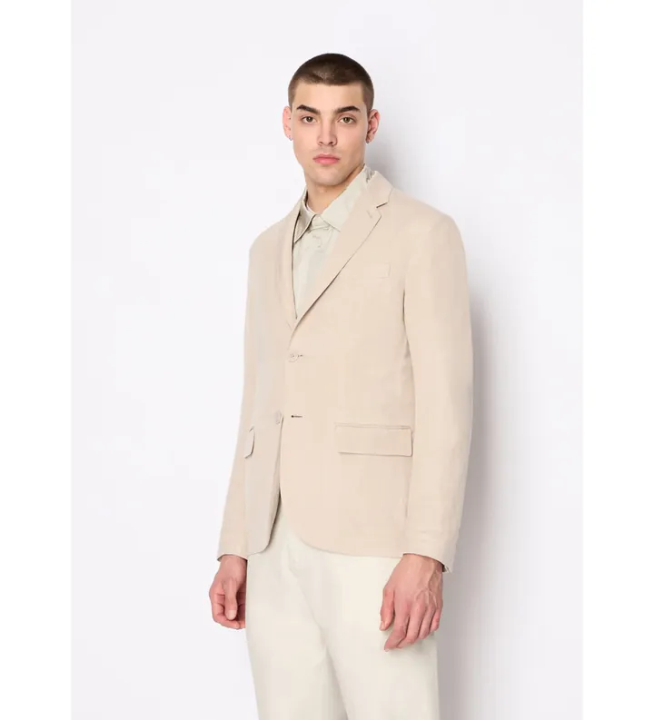 A|X Armani Exchange para hombre. 8NZG15ZNFNZ1724 Americana Giacca beige (36), Casual, Lino, Clásico