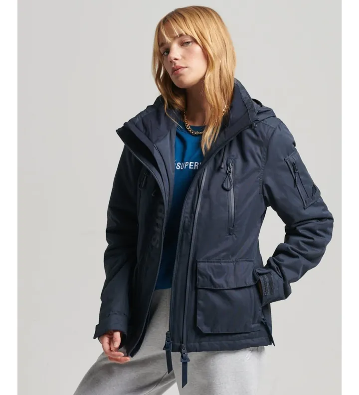 Superdry para mujer. W5011154A Chaqueta cortavientos SD-Wind de microfibra Ultimate marino (S), Casual, Poliéster