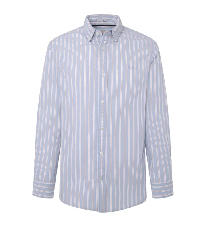 Pepe Jeans para hombre. PM308561 Camisa Marius azul (L), Casual, Manga larga, Algodón Orgánico, Sostenible