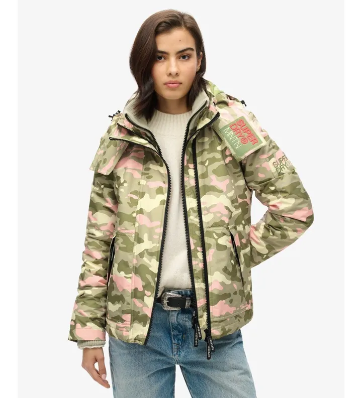Superdry para mujer. W5011747A Chaqueta cortavientos MTN verde (L), Casual, Poliéster, Poliéster Reciclado, Sostenible