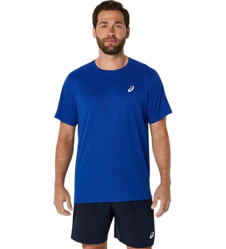 Asics para hombre. 2011D221 Camiseta de manga corta Core azul (S), Deportivo, Sintético, Multideporte, Sostenible