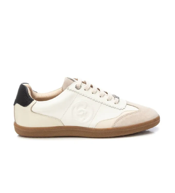 Carmela para mujer. 16206001-HIELO Zapatillas de piel 162060 blanco crudo (36), Plano, Cordones, Casual