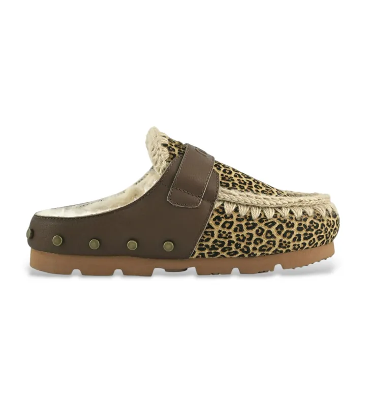 Mou para mujer. MU.FW431009D Zuecos de Piel Ponyskin animalprint (36), Plano, Ninguno, Casual, Animal print