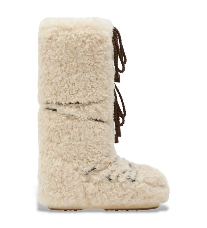 Moon Boot unisex. 80D1403070 Botas Icon Curly Extra beige (39/41), Plano, Cordones, Casual
