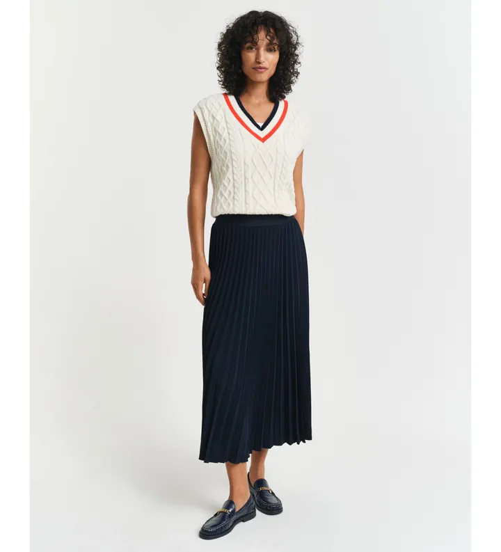 Gant para mujer. 4400169 Falda midi plisada marino (32), Casual, Clásico, Poliéster