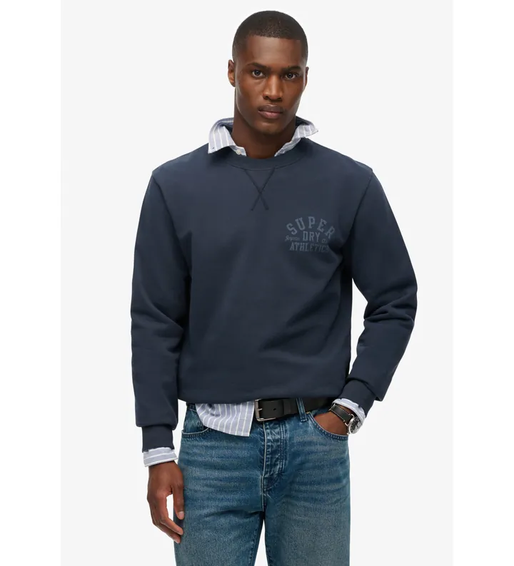 Superdry para hombre. M2014090A Jersey Athletic azul (L), Casual, Algodón