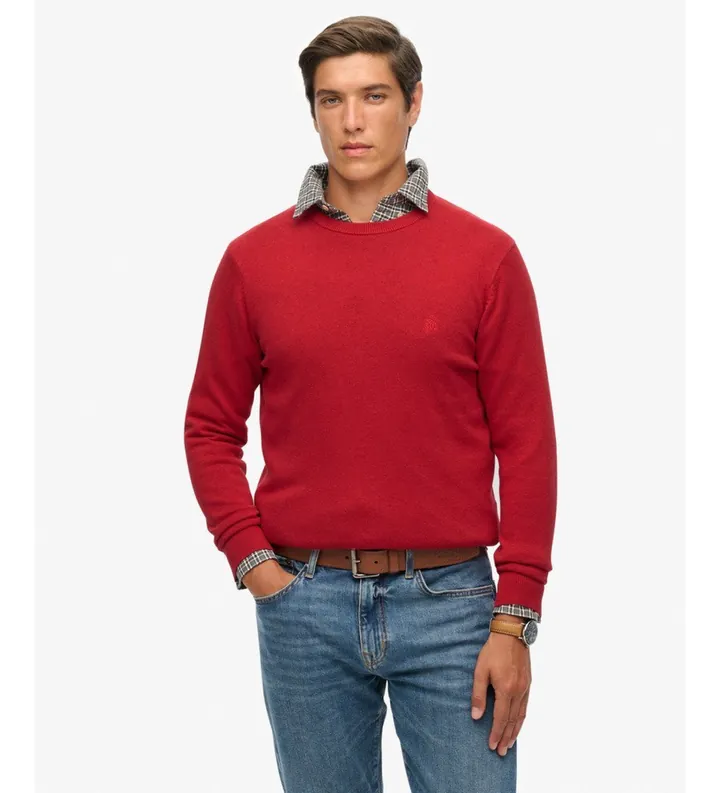 Superdry para hombre. M6110691A Jersey Essentials rojo (L), Casual, Algodón