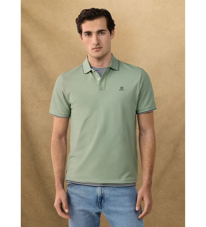Hackett London para hombre. HM5600136 Polo Heritage Fit Clásico verde (L), Casual, Algodón, Manga corta