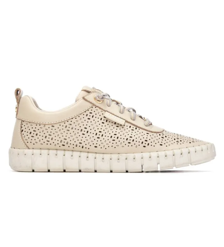 Carmela para mujer. 16309901-BEIGE Zapatillas de Piel 163099 beige (36), Plano, Cordones, Casual