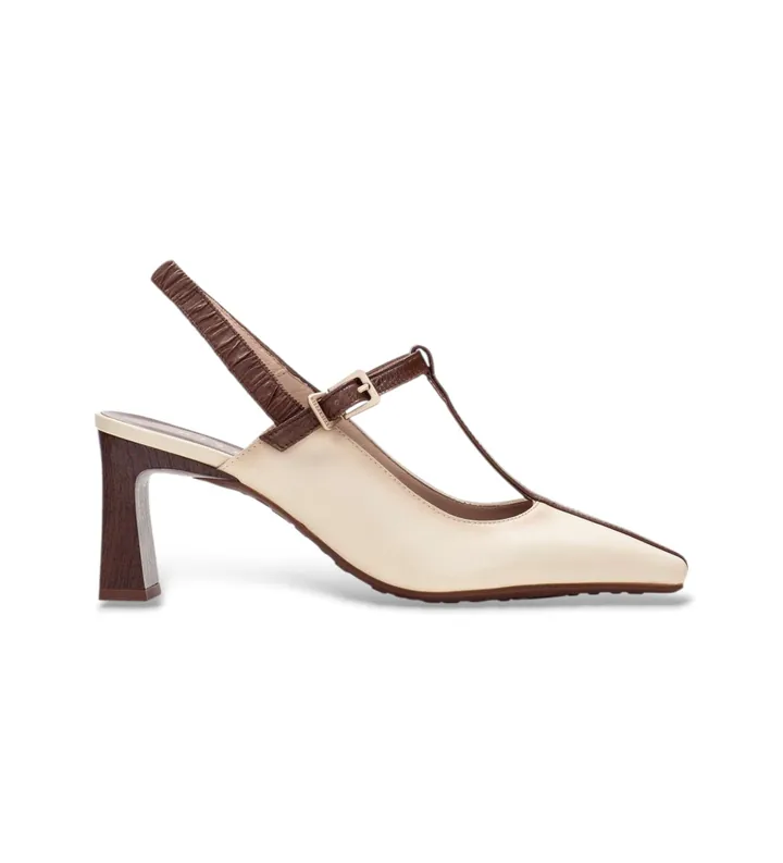 Hispanitas para mujer. BHV264675 Zapatos Amapola beige (36), Piel, Blanco, 5 a 8cm, Hebilla, Casual, Fiesta, Clásico