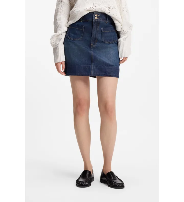 BOSS para mujer. 50559404 Mini Falda Lisa azul (29), Casual, Algodón, Denim