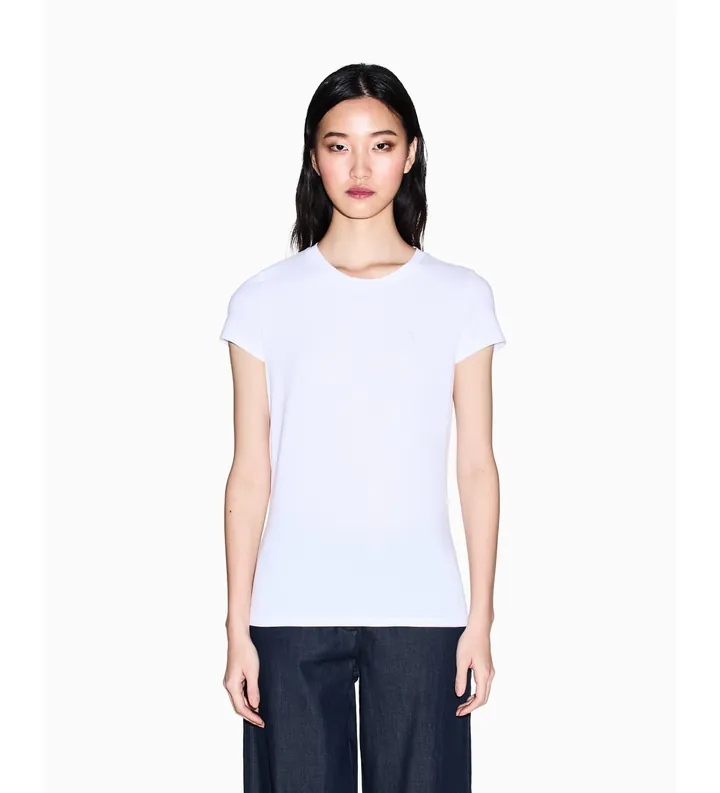 A|X Armani Exchange para mujer. XW002333AF16294U0002 Camiseta Premium blanco (L), Casual, Algodón, Manga corta