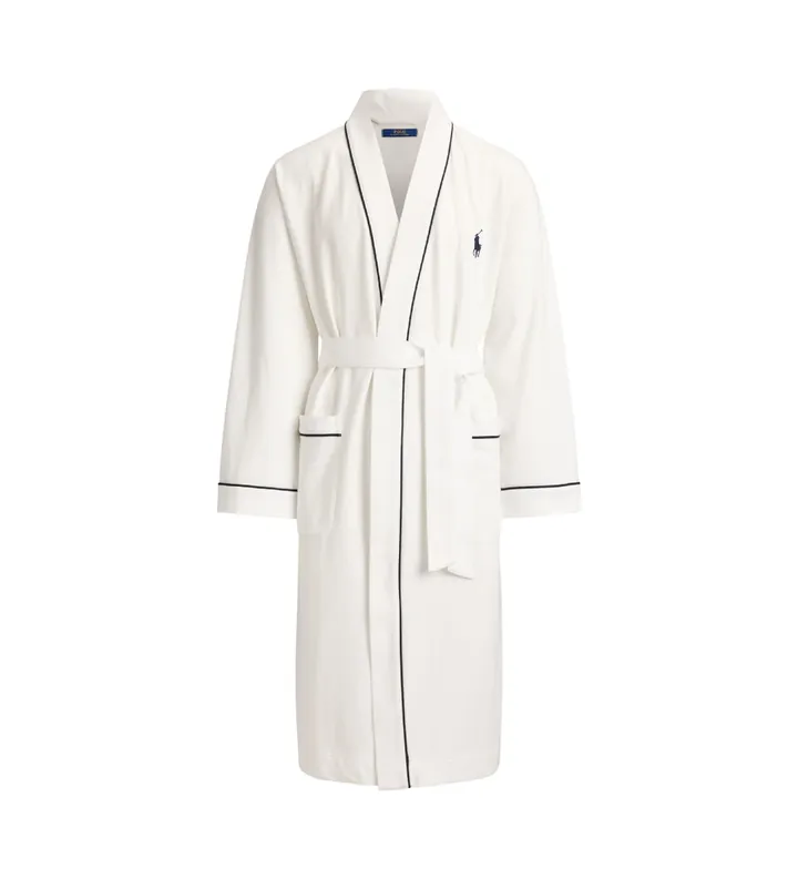Polo Ralph Lauren para hombre. 714899677009 Bata de punto de mezcla de algodón blanco (L-XL), Homewear