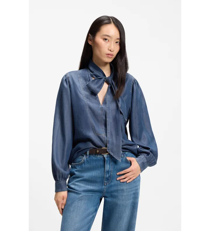 BOSS para mujer. 50566353 Blusa Betilla azul (34), Casual, Manga larga, Lyocell