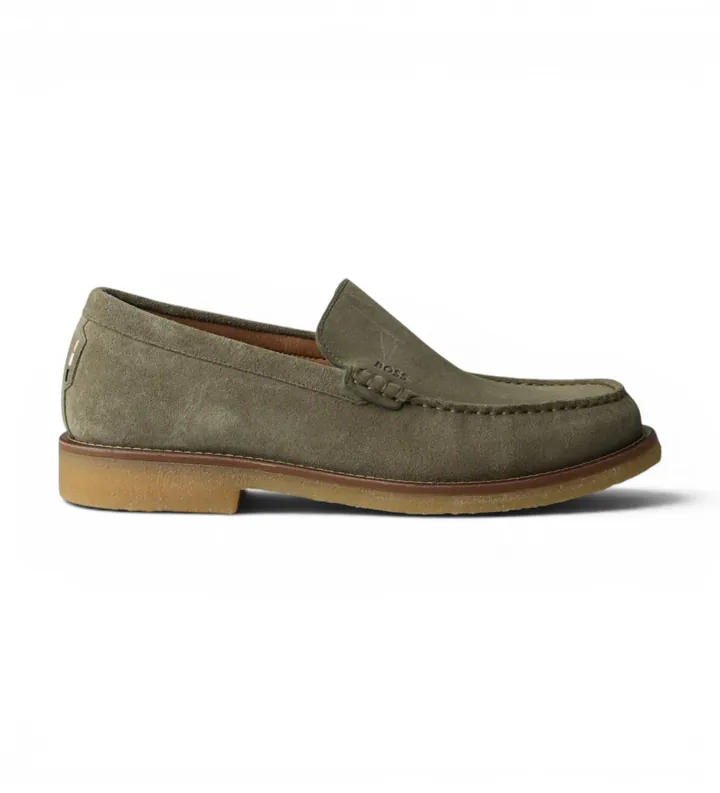 BOSS para hombre. 50568752 Mocasines de piel Kope Mocc verde (40), Plano, Ninguno, Casual