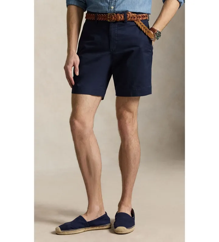 Polo Ralph Lauren para hombre. 710799213005 Pantalón corto chino Straight Fit marino (28), Casual, Algodón