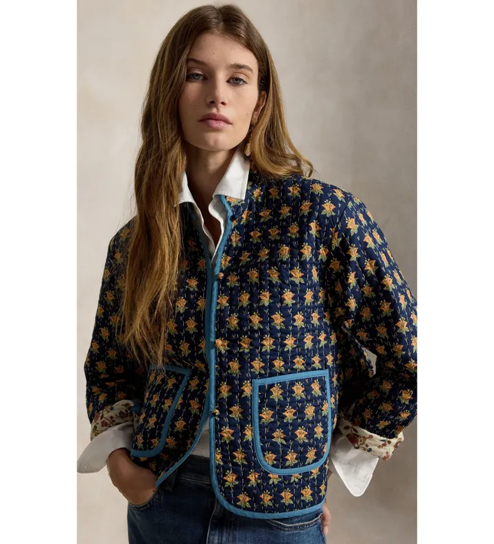 Polo Ralph Lauren para mujer. 211B17289001 Chaqueta reversible acolchada de algodón marino (L), Casual