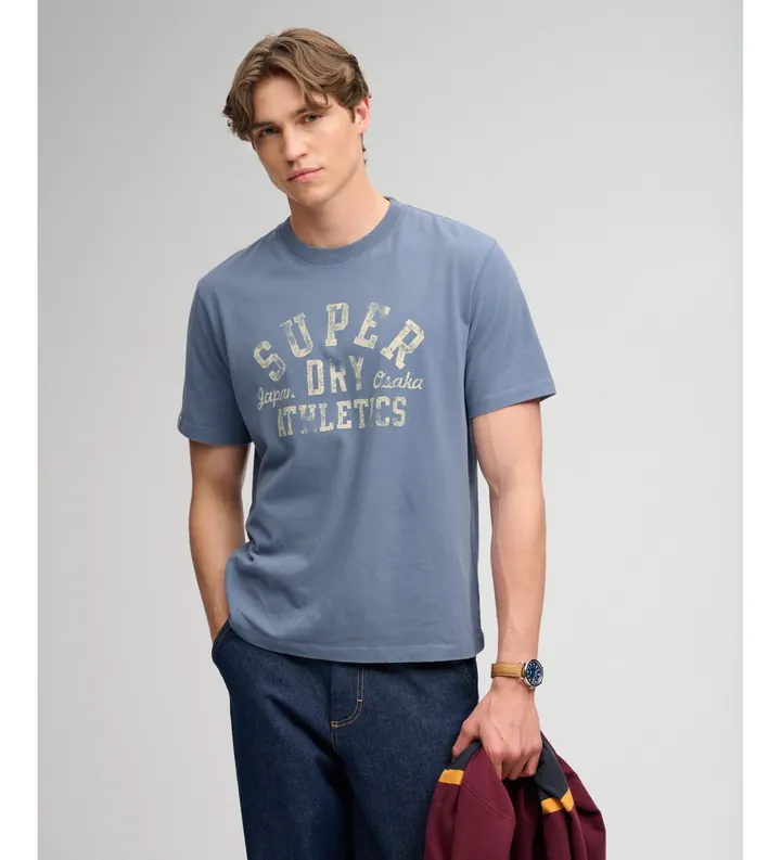 Superdry para hombre. M1012433A Camiseta Essential azul (L), Casual, Algodón, Manga corta