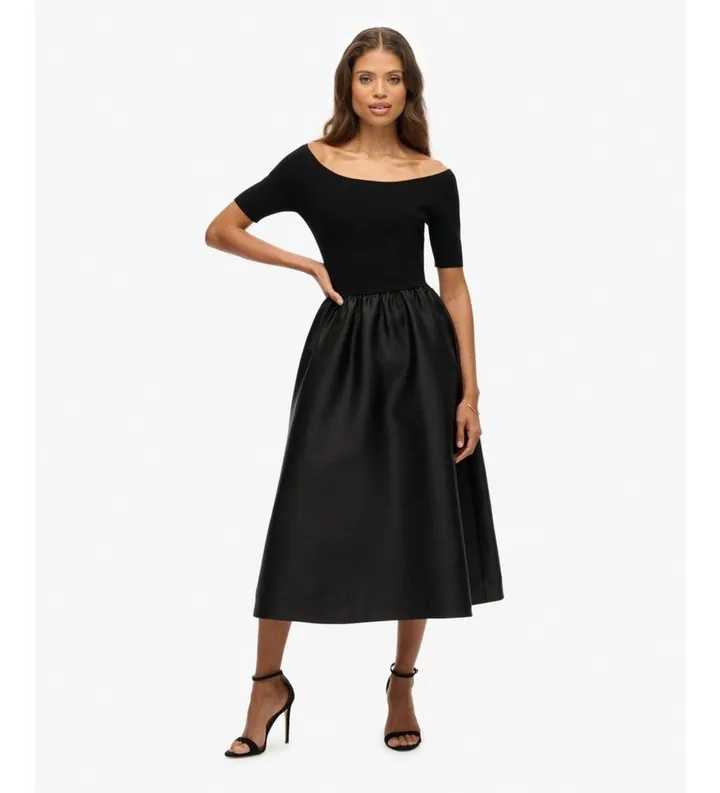 Superdry para mujer. W8011999A Vestido LBD Woven Mix negro (M), Casual, Poliéster, Manga corta