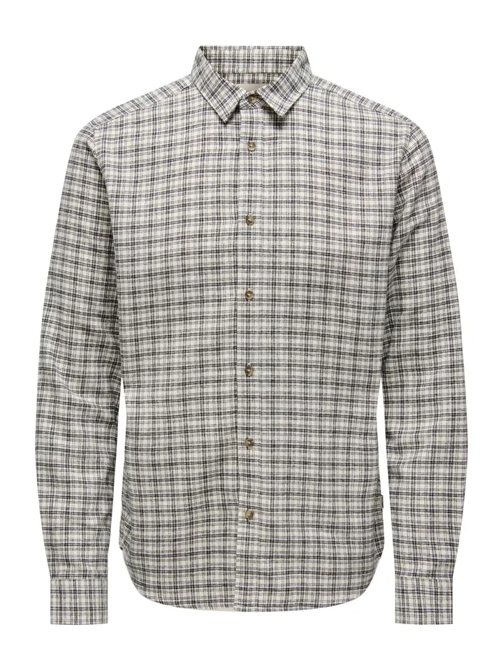 Only & Sons Camisa 'ONSGudmund'  negro / blanco natural
