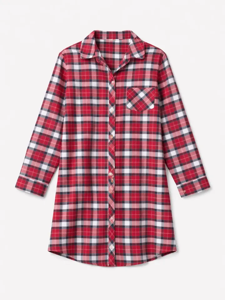 LEAFLETIC Camiseta para dormir 'Leafletic Women's Flannel Tops' rojo
