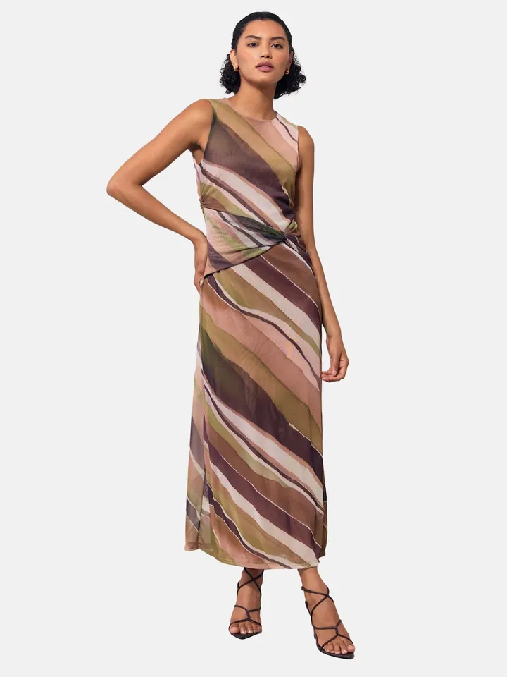 Lipsy Vestido piel / caqui / lila moteado / blanco