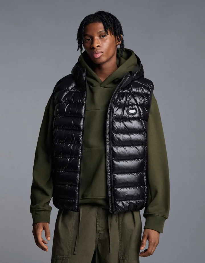Bershka Chaleco Acolchado Ultraligero Hombre L Negro