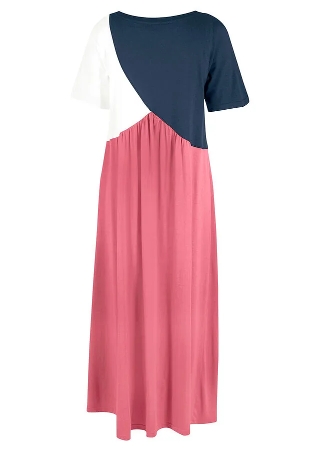Vestido camisero largo y ancho en mezcla de algodón y viscosa