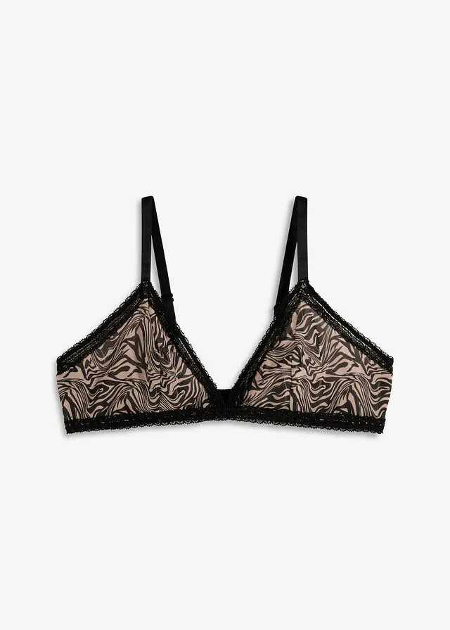 Sujetador triangular sin aros con malla estampada