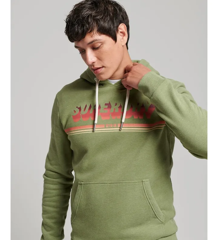 Superdry para hombre. M2012280A Sudadera Vintage Shadow verde (L), Casual, Algodón, Manga larga