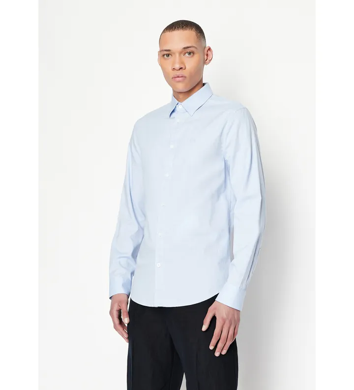 A|X Armani Exchange para hombre. 8NZCGBZ8ANZ0536 Camisa Sport Oxford azul (L), Casual, Algodón, Manga larga