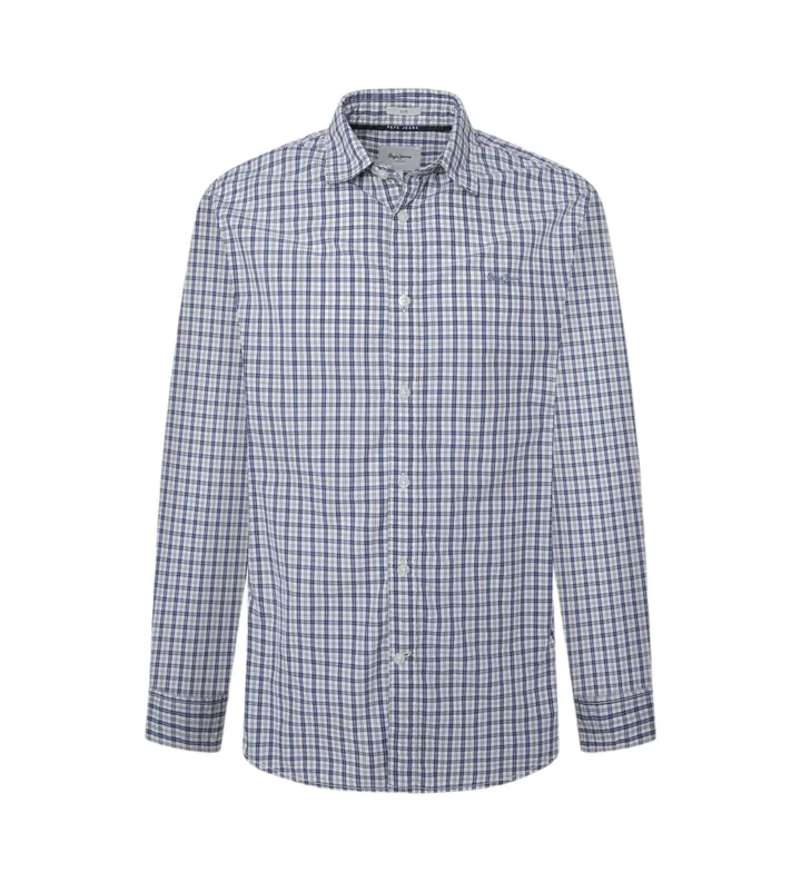 Pepe Jeans para hombre. PM308717 Camisa Mauro marino (L), Casual, Algodón, Manga larga, Sostenible